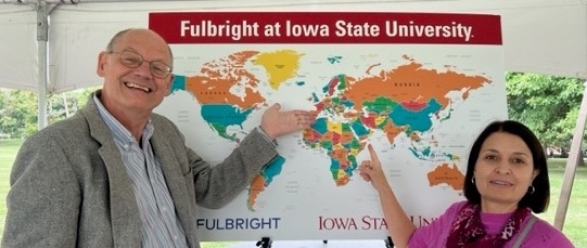 World map showing location of Fulbright scholars